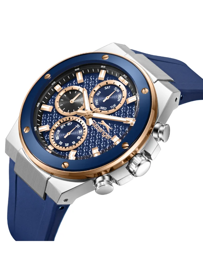 Slazenger Dark Blue Men's Silicone Multifunction Watch SL.9.2557.2.04 - 44 mm for Men | Best Price UAE