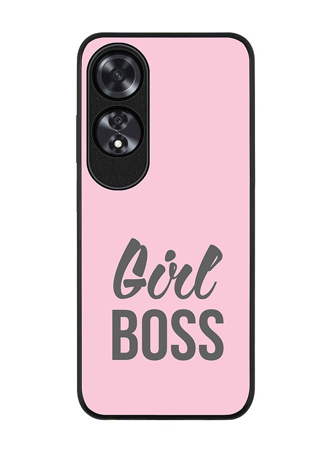 Stylizedd Rugged Black edge case for Oppo A60, Slim fit Soft Case Flexible Rubber Edges Anti Drop TPU Gel Thin Cover -  Girl Boss (Pink) - Image 1