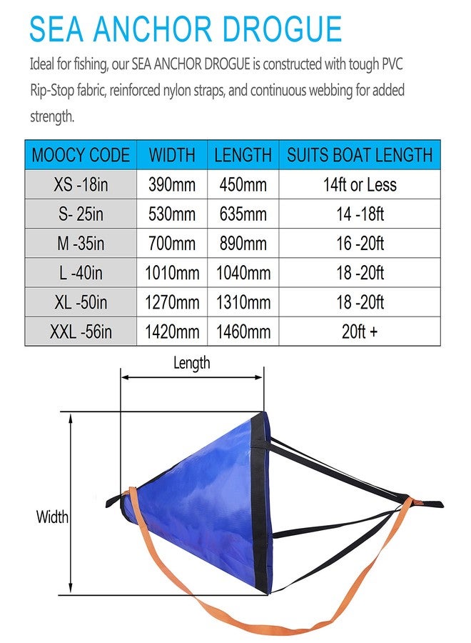 MOOCY Drift Sock with Harness Buoy for Fishing Boat, Sea Anchor Drift Control Drogue Bag for Kayak, Canoe, Pontoon & Trolling Boats - Water Brake Parachute - Image 3