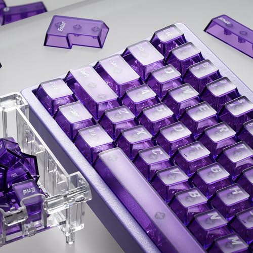 HITIME XVX Purple Clear Keycaps,Transparent Keycaps 60 75 100 Percent,Ceramic Keycap Style, Shine Through Keycap, Cherry Profile Keyboard Key Cap Set for Mx Switches Mechanical Keyboard, 119 Keys - Image 5