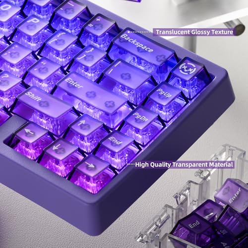 HITIME XVX Purple Clear Keycaps,Transparent Keycaps 60 75 100 Percent,Ceramic Keycap Style, Shine Through Keycap, Cherry Profile Keyboard Key Cap Set for Mx Switches Mechanical Keyboard, 119 Keys - Image 2