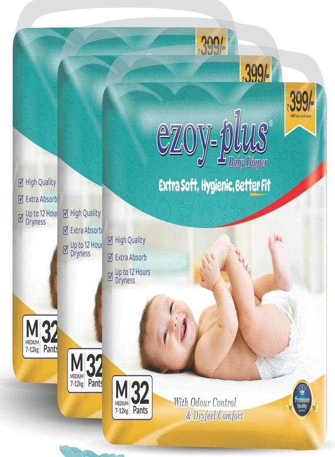 EzoyPlus Extra Soft M Size Baby Diaper |7-12 kg,Extra Soft & Super Absorption |Diaper For baby (M, 96, count) - Image 1