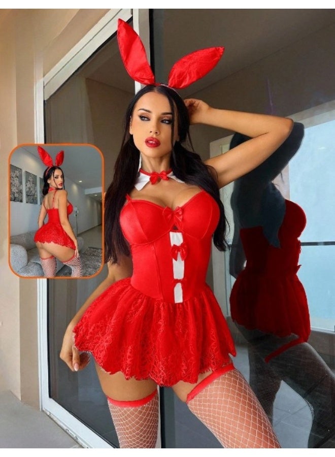 لانجيري تنكري حريمي دانتيل مزين بفيونكة ستان – تصميم أنثوي - Image 2