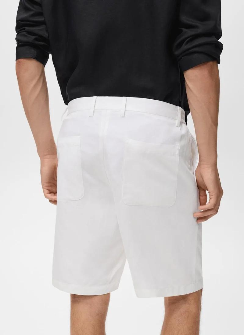 Mango Man Linen-blend shorts with an elastic waistband
