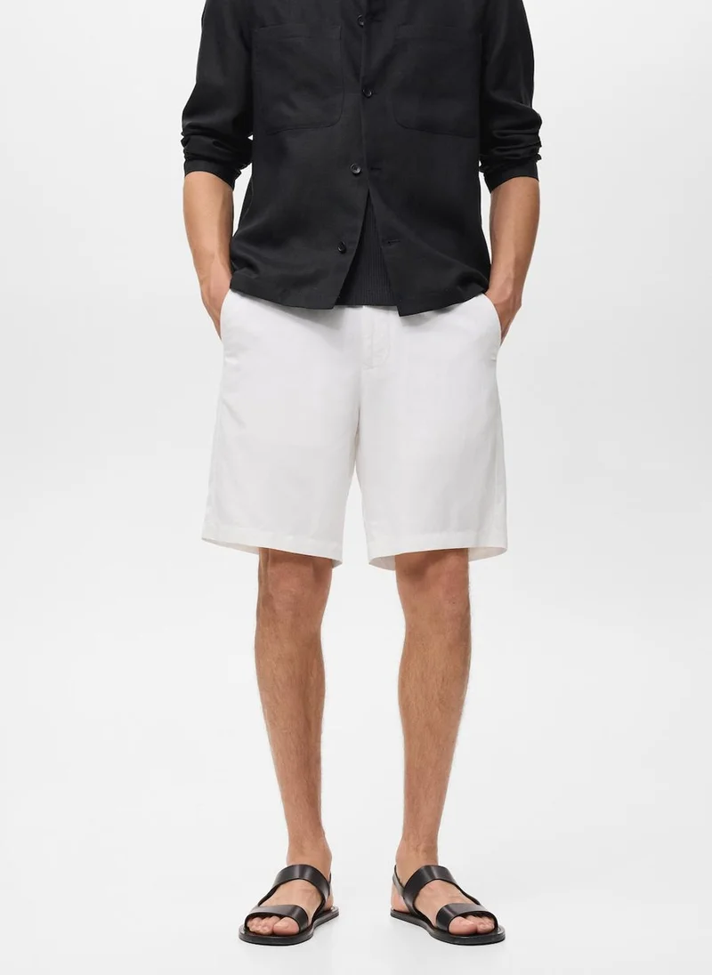 Mango Man Linen-blend shorts with an elastic waistband