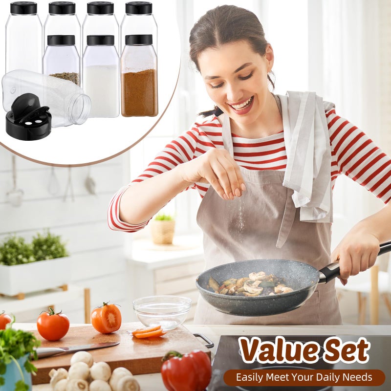 Mifoci 28 Pack 16 oz Plastic Spice Jars with Cap Square Plastic Bottle Containers with Shaker Lids and Stickers Large Seasoning Shaker Empty Powder Storage Container for Storing Salt Herbs (Black) - Image 5