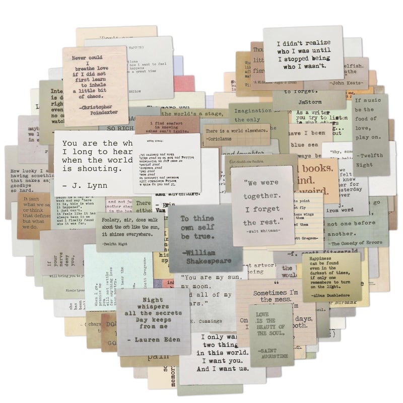 Dimeho 120 Pcs Motivational Quote Typewriter Style Scrapbook Stickers - Non-Repetitive Vintage Famous Words, Retro Inspirational Journaling for Planner, Junk Journal, Scrapbooks - Image 1