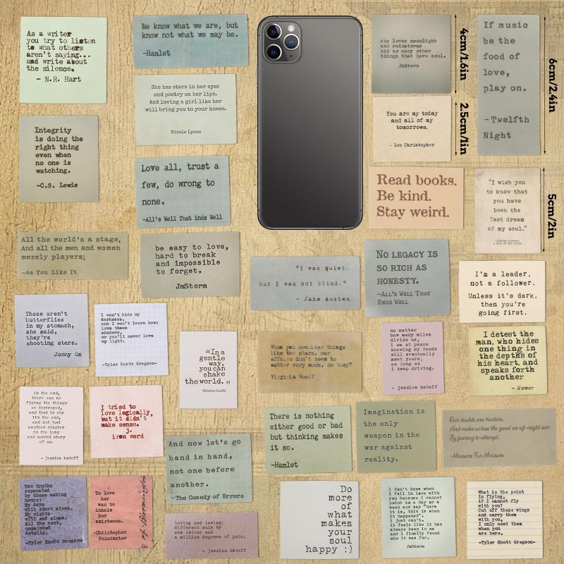 Dimeho 120 Pcs Motivational Quote Typewriter Style Scrapbook Stickers - Non-Repetitive Vintage Famous Words, Retro Inspirational Journaling for Planner, Junk Journal, Scrapbooks - Image 2