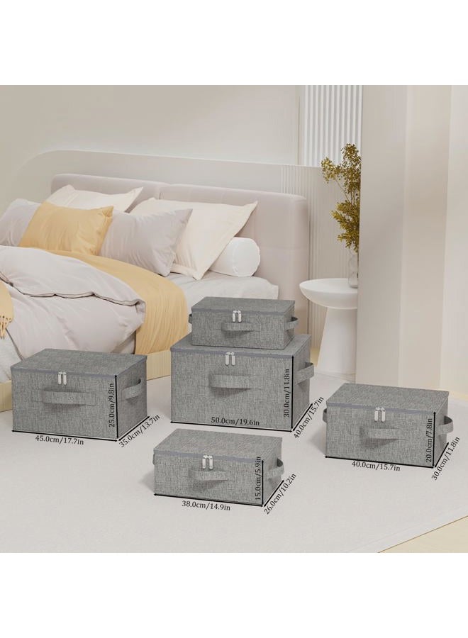 ENUMAIL Underbed Storage boxes,Storage Bins with Lid,Foldable Blanket Storage Bags,Storage Drawer for Organizing Clothes,Shoes,Blankets,Pillows,15 x 10.2 x 5.9 Inches,Grey,2 Pack - Image 4