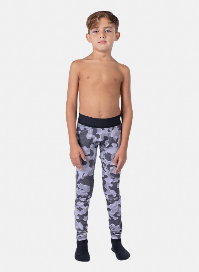 Ghost Boy's Base Leggings - Gray Camo - Image 1