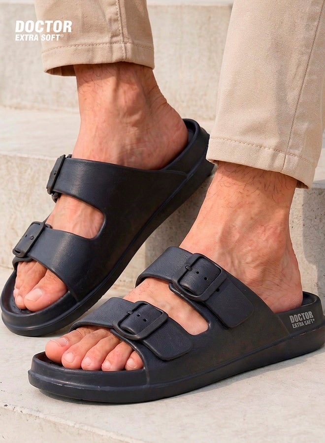 DOCTOR EXTRA SOFT Comfort Slides for Men | Soft Cushion Double Strap Casual Sandals Anti Slip | Doctor Extra Soft D-505 - Image 1