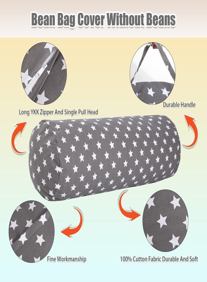 SANFERGE Stuffed Animal Storage Bean Bag Chair Cover (No Filler), Cylinder Plush Toy Storage Stuff and Sit Seat for Kids Boys and Girls, Canvas Large Soft Sit & Play Sofa with YKK Zipper - Image 3