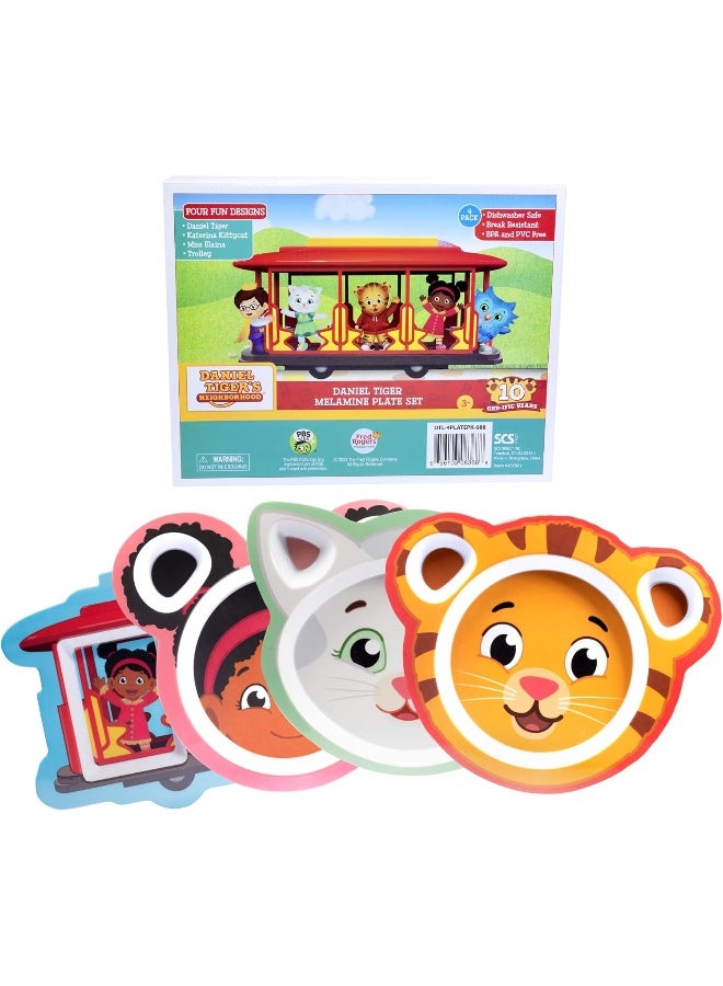 أس سي أس دايركت Daniel Tiger Mealtime Feeding Plates - Set of 4, Cute Dishes for Kids w/ Daniel Tiger, Trolley, Katerina Kitty Cat  Elaina - Image 2