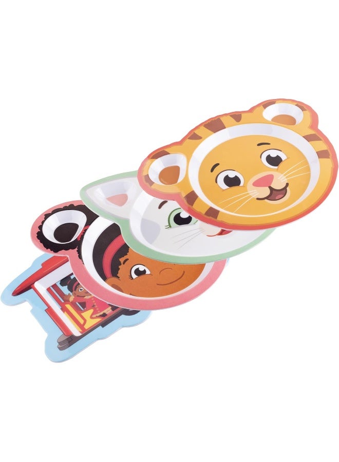 أس سي أس دايركت Daniel Tiger Mealtime Feeding Plates - Set of 4, Cute Dishes for Kids w/ Daniel Tiger, Trolley, Katerina Kitty Cat  Elaina - Image 3