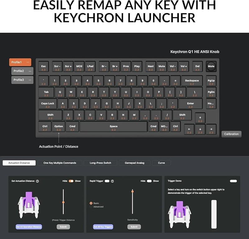 Keychron Q1 HE Wireless Mechanical Keyboard, Hall Effect Magnetic Switches, Rapid Trigger, RGB, QMK/VIA, 2.4 GHz/Bluetooth, Hot-Swappable, Arabic/English Layout, for Mac/Windows/Linux, Black - Image 4