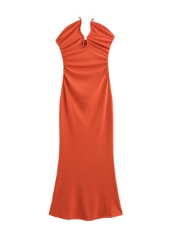Generic Knitwear Womens Dress ZRA Instock European And American Style Cross-Border Fast Selling Fashion Trendy Sleeveless Knit Dress orange red 
