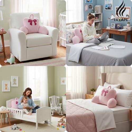 Luxape Bow Backrest Pillow Bow Reading Pillow with Pink Bow Design – Soft Plush Fabric Pillow with Armrests for Bed, Couch, Dorm or Lounge – Supportive Bed Rest Cushion, 29 x 16.5 Inches (74 x 42 cm) (Pink) - Image 5