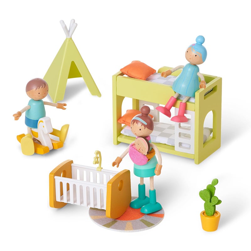 Giant bean Wooden Family Dolls Set of 7 for Dollhouse, Dollhouse People Miniature Dollhouse Accessories Toy for Boys Girls Kids Pretend Play 3 Years up - Image 2