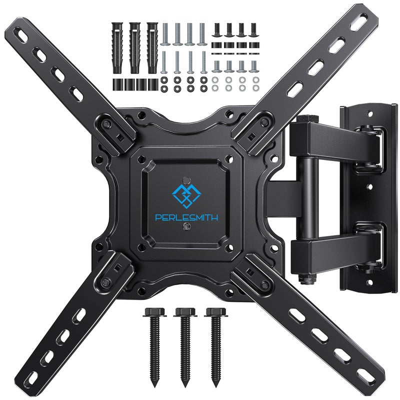PERLESMITH Full Motion TV Wall Mount for Most 2660 inch Flat Curved OLED 4K TVs up to 77lbs Wall Mount TV Bracket with Swivel Extension Arm Tilt Leveling Max VESA 400x400mm PSMFK12