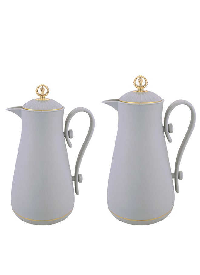 REEM 2-Piece Tea/Coffee Flask Set 0.6L & 1L Grey/Gold 