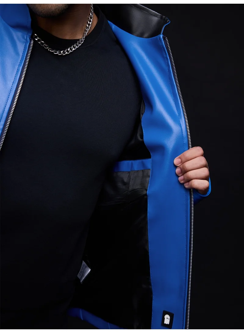 The Souled Store  The Souled Store: Blue Ranger Men and Boys Full Sleeves Mandarin Collar Blue and Black Colour-Block Polyester Regular Fit Breathable Mesh Inserts Zippered Closure Winter Jacket  | Best Price UAE