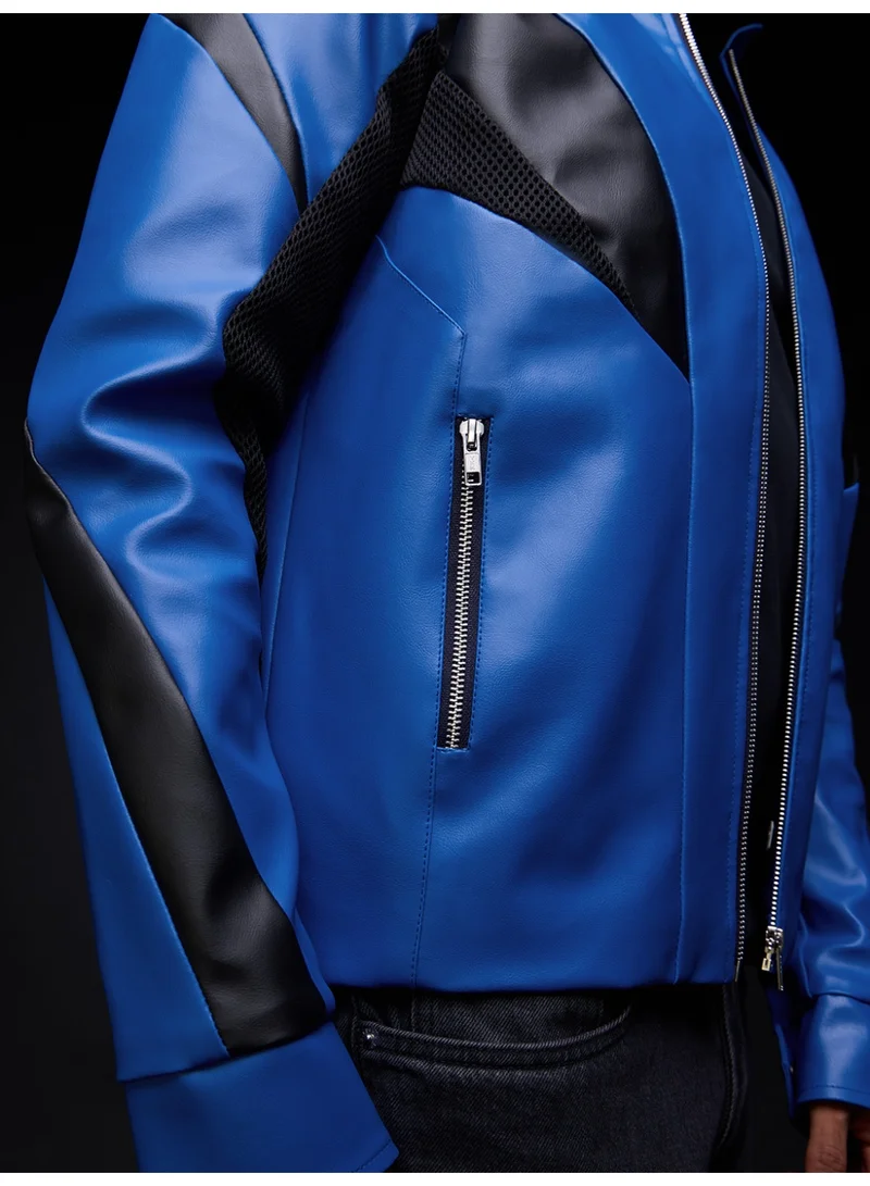 The Souled Store  The Souled Store: Blue Ranger Men and Boys Full Sleeves Mandarin Collar Blue and Black Colour-Block Polyester Regular Fit Breathable Mesh Inserts Zippered Closure Winter Jacket  | Best Price UAE