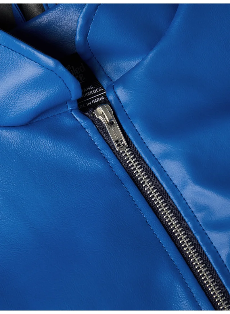 The Souled Store  The Souled Store: Blue Ranger Men and Boys Full Sleeves Mandarin Collar Blue and Black Colour-Block Polyester Regular Fit Breathable Mesh Inserts Zippered Closure Winter Jacket  | Best Price UAE