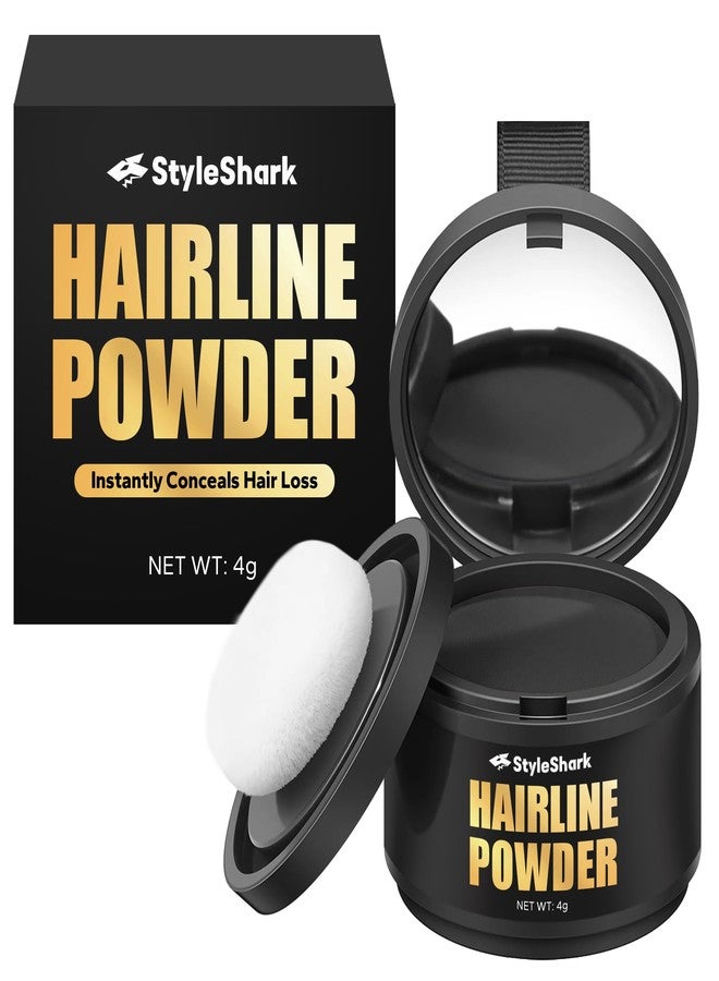 StyleShark Hairline Powder for Women & Men - Stain-Proof Root Touch Up for Thinning Hair, Sweatproof, Quick Cover Up (Black) - Image 1