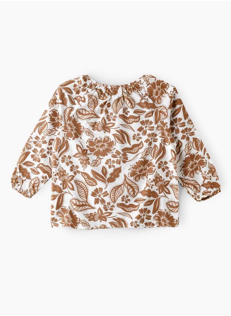 Jelliene Girls' Brown Floral Button-Down Top  - Image 2