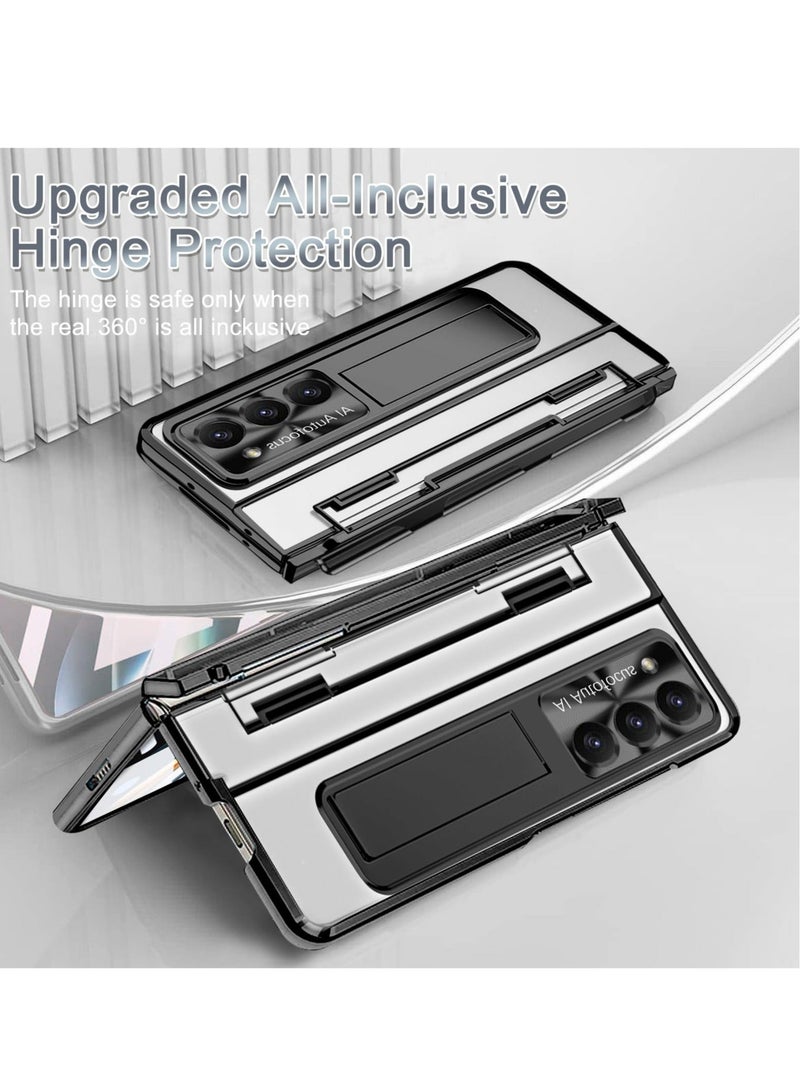 Captaintech Protective Case for Samsung Z Fold 5 - Compatible with S Pen & S Pen Holder & Kickstand, Stylish Gold Case with Pen Slot for Galaxy Z Fold 5 and Galaxy Z Fold 5 5G (Black) - Image 3