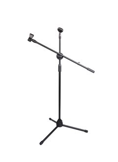 Adjustable Microphone Stand, Double Microphone Clip, Weighted Base, Stage Tripod Microphone Stand, Floor Stand, With Carrying Bag, 80-160cm