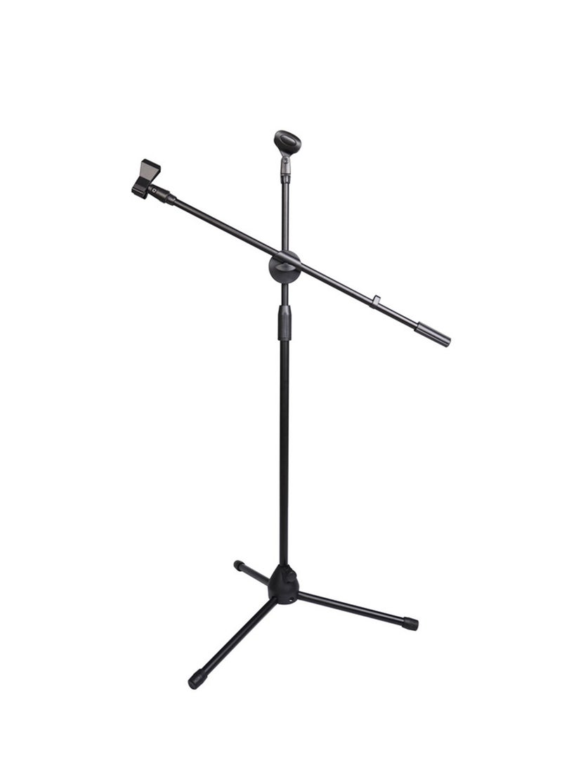 Sharpdo - Adjustable Microphone Stand, Double Microphone Clip, Weighted Base, Stage Tripod Microphone Stand, Floor Stand, With Carrying Bag, 80-160cm - Image 1