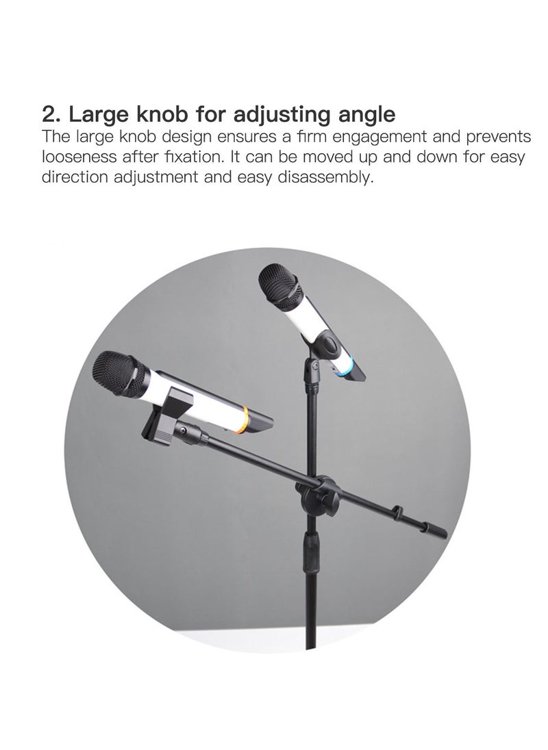 Sharpdo - Adjustable Microphone Stand, Double Microphone Clip, Weighted Base, Stage Tripod Microphone Stand, Floor Stand, With Carrying Bag, 80-160cm - Image 1