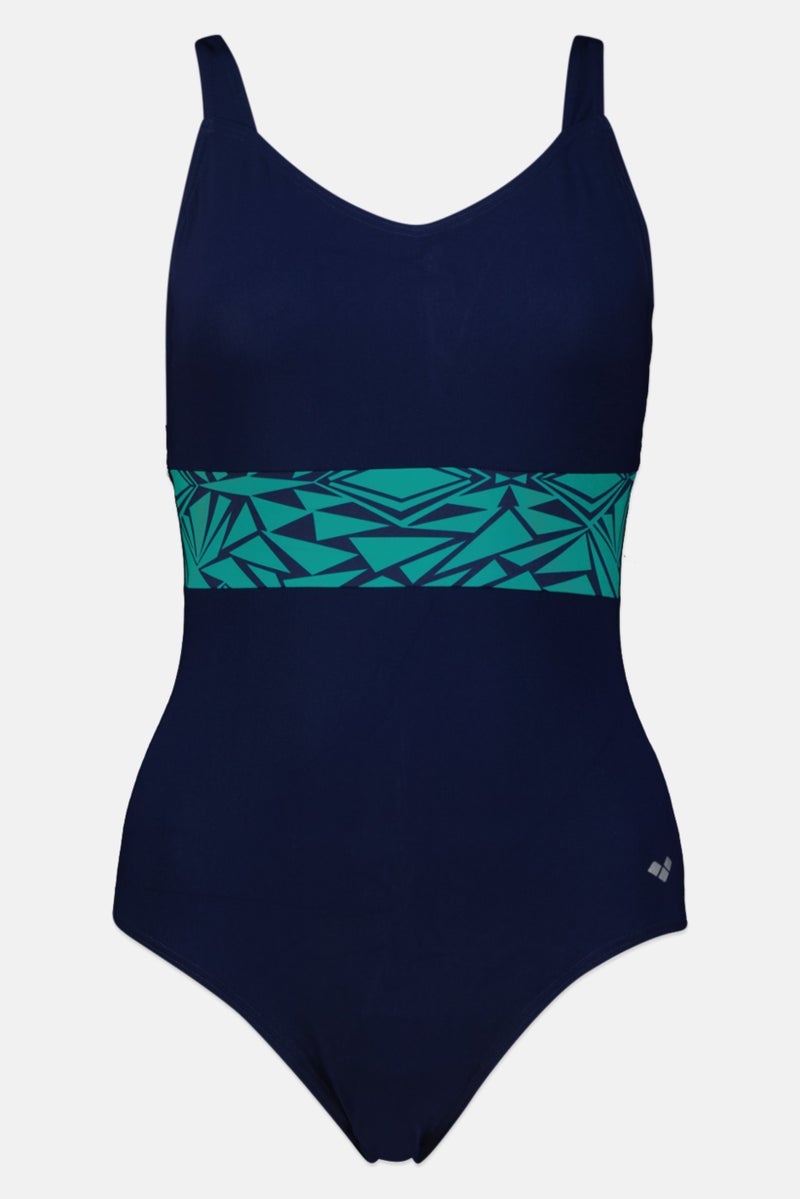 arena Women Brand Logo One Piece Swimwear, Navy - Image 1
