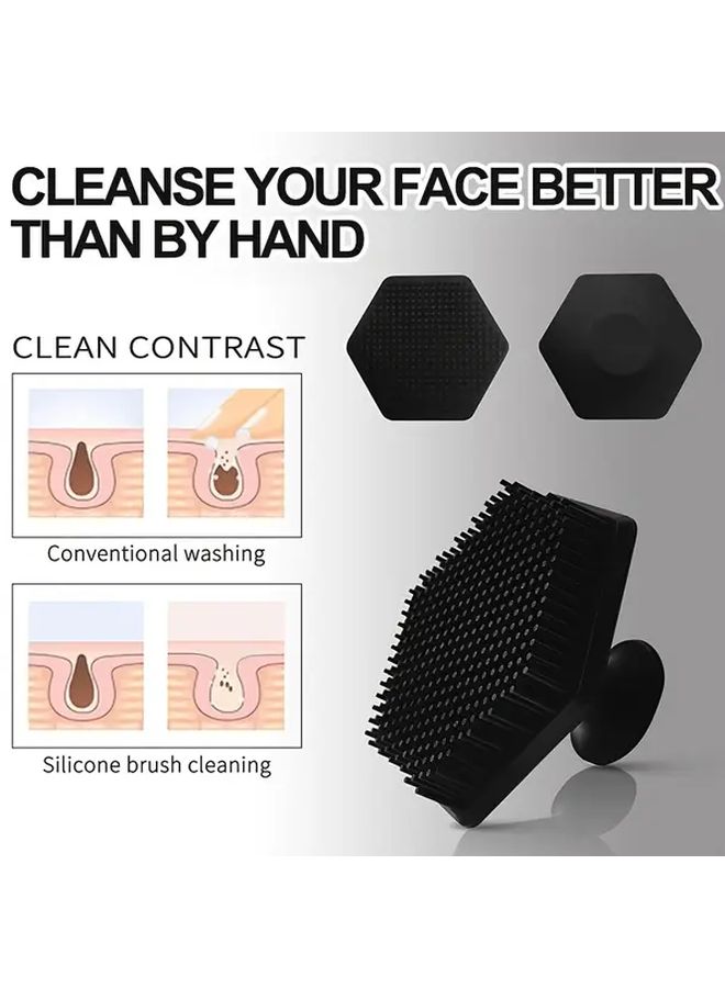 Black Mens Beard Brush Soft Rubber Bristles For Gentle Exfoliating Travel Friendly Grooming Tool - Image 5