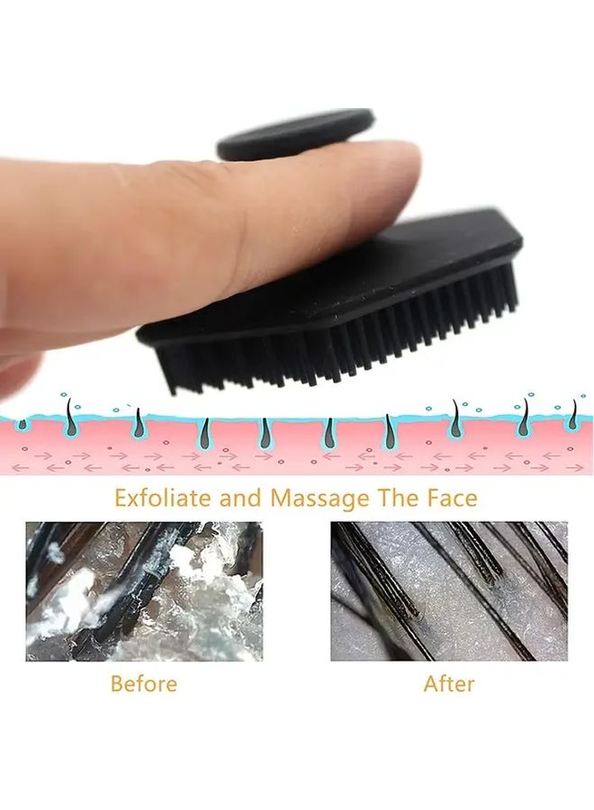 Black Mens Beard Brush Soft Rubber Bristles For Gentle Exfoliating Travel Friendly Grooming Tool - Image 3
