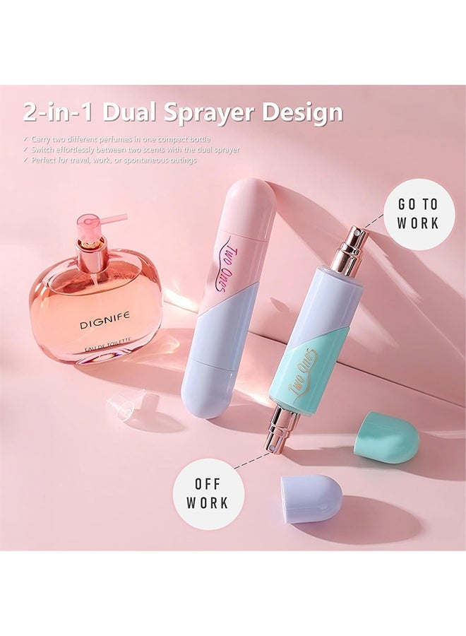 2Pcs Travel Perfume Bottle Refillable - 2 in 1 Dual Sprayer, 5ml+5ml Leak-Proof Portable Perfume Atomizer for Women & Men, Perfect for Travel, Gym, Office, Compact & Stylish Fragrance Container - Image 2