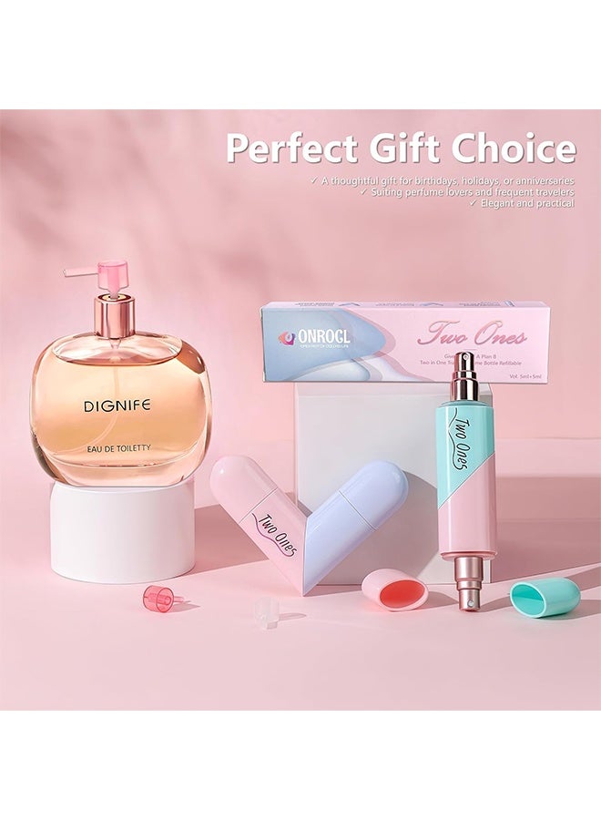 2Pcs Travel Perfume Bottle Refillable - 2 in 1 Dual Sprayer, 5ml+5ml Leak-Proof Portable Perfume Atomizer for Women & Men, Perfect for Travel, Gym, Office, Compact & Stylish Fragrance Container - Image 4