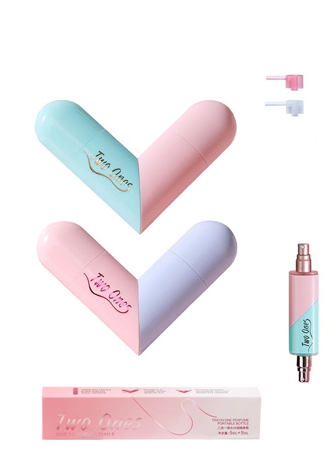 2Pcs Travel Perfume Bottle Refillable - 2 in 1 Dual Sprayer, 5ml+5ml Leak-Proof Portable Perfume Atomizer for Women & Men, Perfect for Travel, Gym, Office, Compact & Stylish Fragrance Container - Image 1