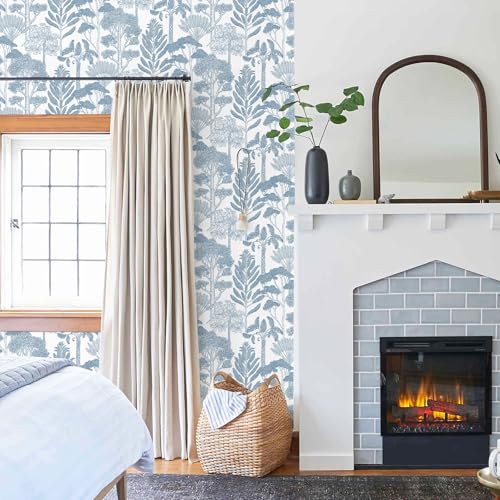 Lativo Blue and White Wallpaper Modern Peel and Stick Wallpaper Forest Tree Contact Paper for Cabinets Liner Toile Self-Adhesive Removable Boho Contact Paper for Bathroom Waterproof 17.3inW 78.7inL - Image 4