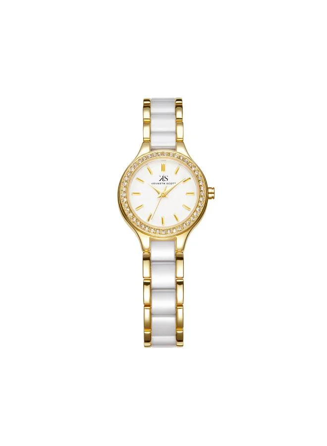 KENNETH SCOTT Kenneth Scott K23509-GCWW Women's Analog Display Watch & Alloy+ceramic Strap White