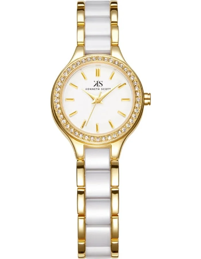KENNETH SCOTT Kenneth Scott K23509-GCWW Women's Analog Display Watch & Alloy+ceramic Strap White
