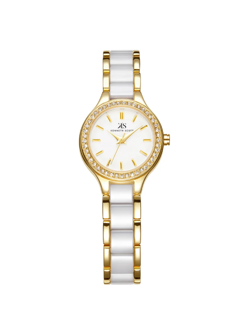 KENNETH SCOTT Women's Analog Round Shape Alloy Wrist Watch K23509-GCWW - 33 Mm