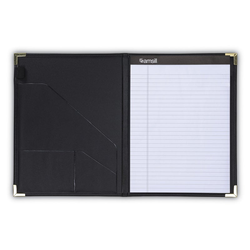 Samsill Classic Collection Business Portfolio - Executive Padfolio for Resume & Document Organizer - 8.5 by 11-Inch Legal Pad, Faux Leather with Brass Corners (Black) - Image 5