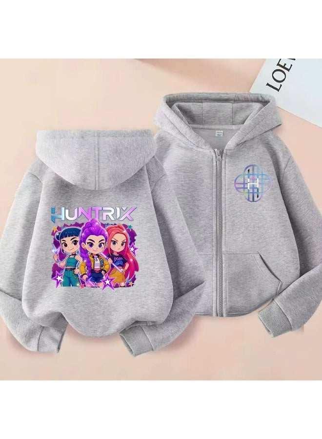 general سويت شيرت هودي مزخرف على طراز الكيبوب للأولاد والبنات بغطاء رأس وسحاب للارتداء غير الرسمي في الخريف والشتاء - Image 1