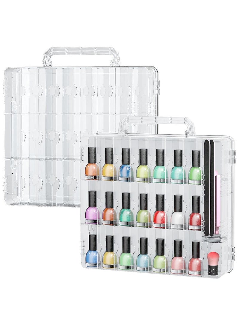 Jiasheng JIASHENG Two Nail Polish Organizer Case Holders, 48 Bottles Universal Nail Storage Box for Double Side Adjustable Space Divider for Acrylic Nail Gel Dip Powder Tips Set with Two Toe Separator 