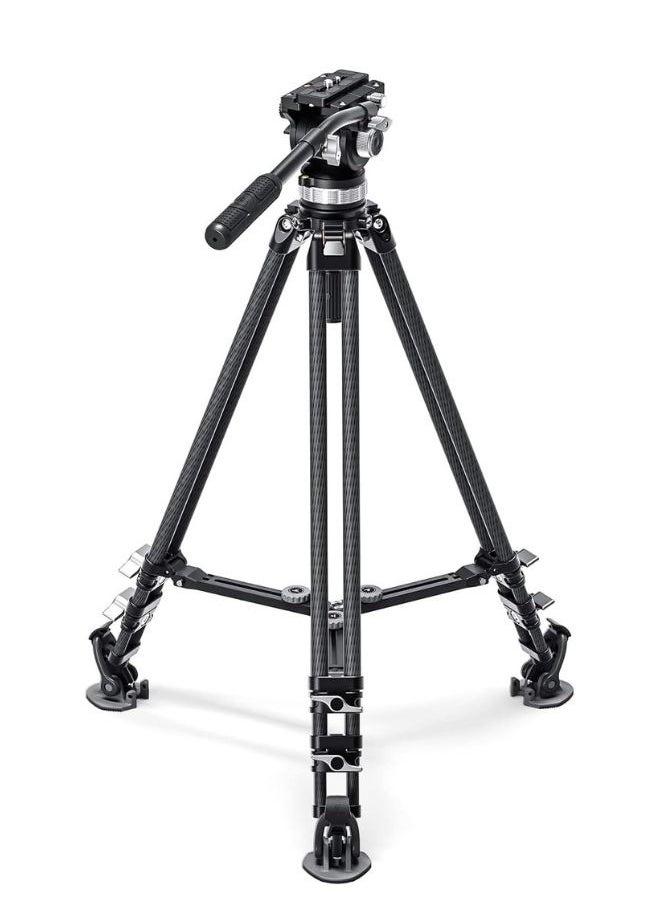 Leofoto Leofoto LVC-193C Carbon Fiber Twin Leg Video Tripod and BV-15 Fluid Head  - Image 1