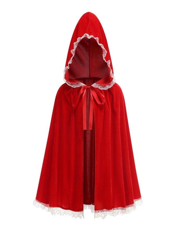 HAPNBCELE Little Red Riding Hood Costume for Girls Fancy Dress Up with Velvet Cape Cloak Halloween Christmas Cosplay Outfits(6-8Years) - Image 5