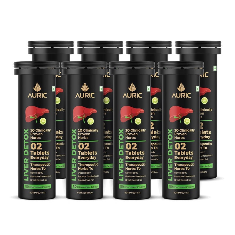 AURIC Liver Detox Supplement | 160 Tablets Fizzy Water with 10 Ayurvedic Herbs | Clinically Researched Therapeutic Ingredients | Drop, Dissolve, Fizz, Drink - Image 1