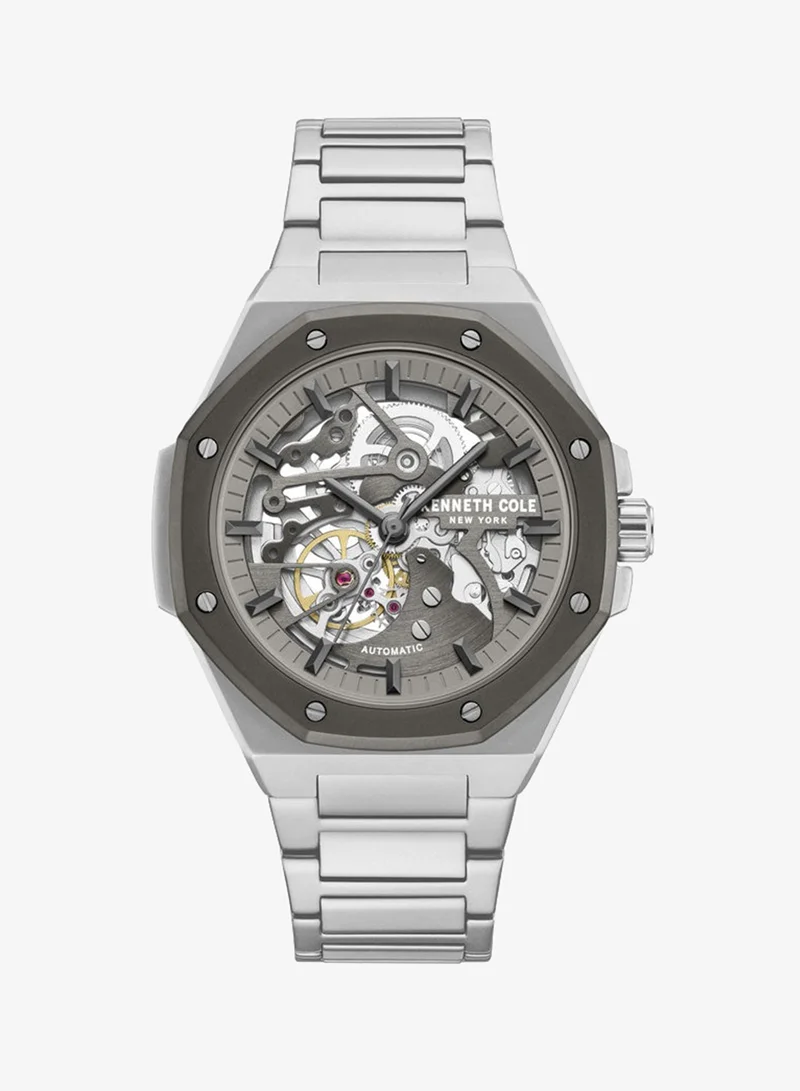 Kenneth Cole New York Men's 42mm Automatic Watch with Gunmetal Dial & Stainless Steel Bracelet